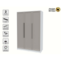 Шкаф распашной Тренд КТ-Ш3 (Белый платинум ЛДСП/ Луна ЛМДФ) Ш1360 В2128 Г547